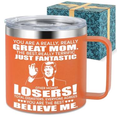 Imagem de Chanceboleng Presentes para mãe de filha, filho - Dia das Mães, aniversário, ideias de Natal presentes engraçados para mamãe, mamãe - Caneca de café de 400 ml (laranja mãe)