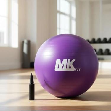 Imagem de Bola de Pilates Yoga Abdominal Ginastica Fitness 65 cm C/Bomba (Roxa) - Antiestouro – Suporta até 180kg – Fitness – Pilates – Yoga – Fisioterapia – Flexibilidade – Fortalecimento – Tonificação