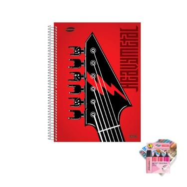 Imagem de Kit Caderno Masculino 20 Matérias Capa Dura 400 Folhas KBOM + Caneta Trigel Metálica 1.0mm + Marca Texto Boss