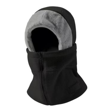 Imagem de KiBcsLic Balaclava para esqui, protetor de pescoço, capuz respirável, máscara facial térmica de lã para esportes ao ar livre, motociclismo e ciclismo, Preto