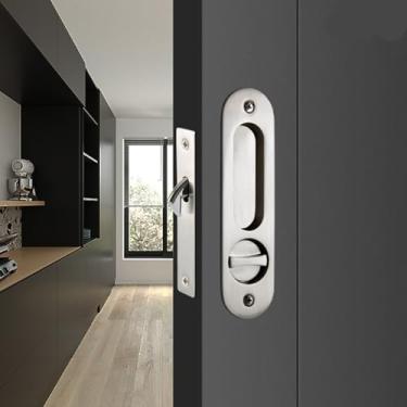 Imagem de AcxdJnye Fechadura De Bolso Para Porta Privacidade 6,8" Com Ferragens Deslizantes E Maçaneta Chave, Prata