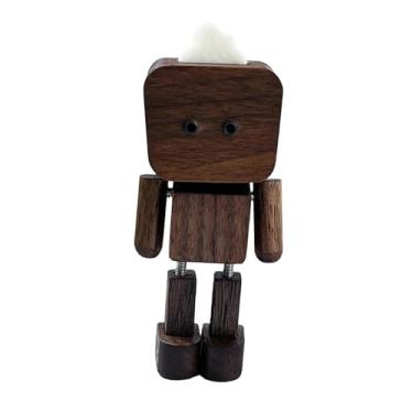 Imagem de predolo Estatueta de madeira de homem trêmulo para decoração de mesa, figura de madeira em pé e oscilante para quarto, mesa de escritório ou mesa de, Marrom Escuro 9cm