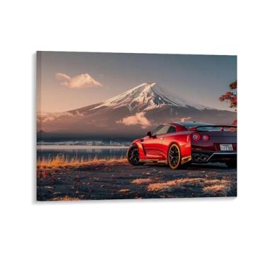 Imagem de HouLaiZhe R35 Sports Car Mount Fuji Posters Tela Estética Decoração de Parede Pintura de Parede Impressões Sala de Galeria Decoração de Parede para Quarto Sala de Estar Escritório 20 x 26 polegadas