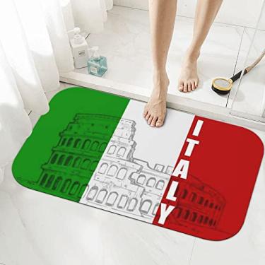 Imagem de Tapetes de banheiro 19,7 x 31,5 polegadas, Coliseu romano, bandeira italiana, tapetes de banho de diatomáceas para banheira, antiderrapante, superabsorvente, tapetes para cozinha, chuveiro, tapetes de