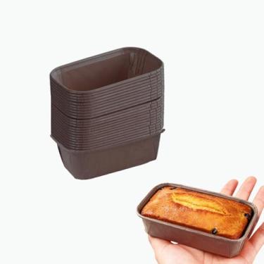 Imagem de 50 peças de formas pequenas de papel para assar, forros de cupcake de pergaminho, forma de pão de papel kraftpaper, molde descartável para forno de congelador de microondas, exibição segura