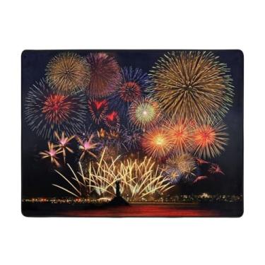 Imagem de ZERAOKE Tapete de área de fogos de artifício 48 x 63 polegadas, lavável na máquina com suporte antiderrapante, tapetes macios para sala de estar, quarto, entrada, quarto de crianças, decoração de casa