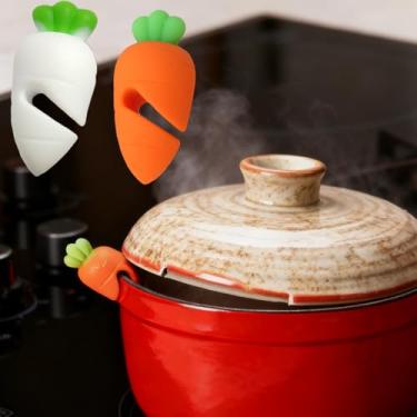 Imagem de Suporte de silicone resistente ao calor mantém a tampa aberta cenoura à prova de derramamento para cozinha, restaurante, assistente de cozinha para reduzir derramamentos de sopa