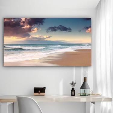 Imagem de Arte de parede em tela rústica Twilight Beach - Pôster sem moldura de 30 x 61 cm - Decoração de casa e escritório para sala de estar, quarto, cozinha e café