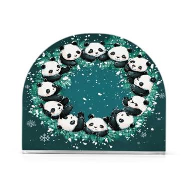 Imagem de Qilmy Bonito panda guirlanda de Natal porta-guardanapos para mesas, elegante suporte de guardanapo de papel de placa acrílica, dispensador de papel de seda independente moderno para jantar, sala de