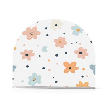 Imagem de Wassud Porta-guardanapos de acrílico de pétalas fofas, dispensador de guardanapos de papel moderno em forma de U para mesa, cozinha, sala de jantar, bancada 1 peça (comporta 50-60 guardanapos)