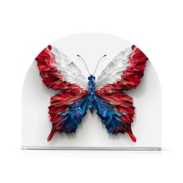 Imagem de Qilmy Porta-guardanapos de borboleta estilo bandeira americana para mesas - Porta-guardanapos para cozinha, porta-guardanapos de mesa, porta-guardanapos de coquetel, porta-guardanapos de papel238