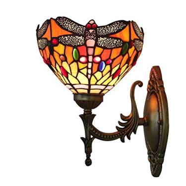 Imagem de Arandela de parede vintage estilo Tiffany com libélula, em vitral artesanal, para quarto, sala de estar, corredor e varanda, 20 cm (8 polegadas), B
