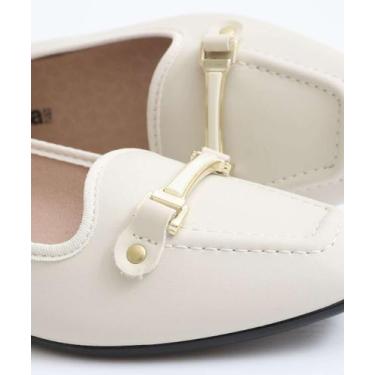 Imagem de Sapatilha Feminina Bico Quadrado Moleca Off White-34042, Off white, 37