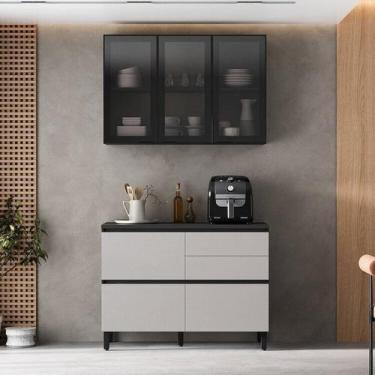 Imagem de Cozinha Modulada 2 Peças 4 Portas 4 Gavetas Mdf Dodradiça Slow Motion 