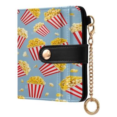 Imagem de CEBUGI Baldes de pipoca, porta-cartões de crédito, carteira fina, impermeável, pequena, com bloqueio de RFID, capas para cartões de couro para mulheres e homens