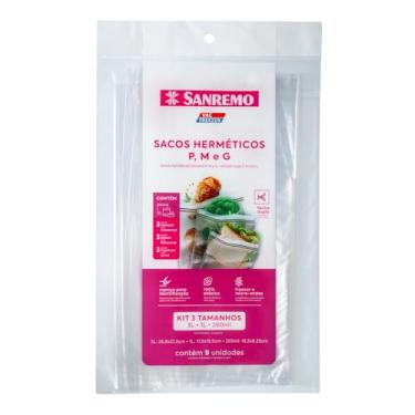 Imagem de Sanremo - Conjunto de Sacos Herméticos Cristal de Fecho Duplo em Três Tamanhos: 260ml, 1L e 3Ll, Linha Vac Freezer
