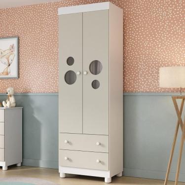Imagem de Guarda-roupa Infantil 62cm 2 Portas com Vidro e 2 Gavetas Bombom Multimóveis MP4461