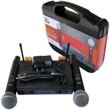 Imagem de Microfone Sem Fio Uhf Duplo De Mão Maleta Profissional