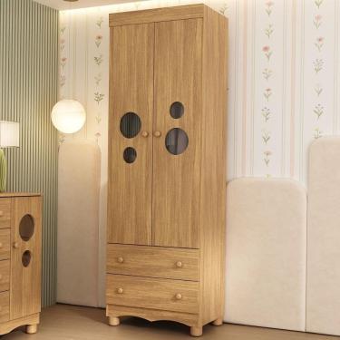 Imagem de Guarda-roupa Infantil 62cm 2 Portas com Vidro e 2 Gavetas Suspiro Multimóveis MP4456