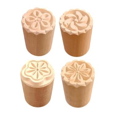 Imagem de Esquirla Conjunto de 4 Carimbos de Madeira para Cerâmica DIY com Padrões Variados, de Madeira Redondo para Carimbos de para e Presentes