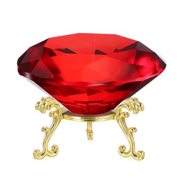 Imagem de PATIKIL Peso de papel de cristal de diamante, peso de papel de cristal de 80 mm / 3,15" com base de metal dourado 19 para decoração de mesa de escritório em casa, enfeites de festa de casamento