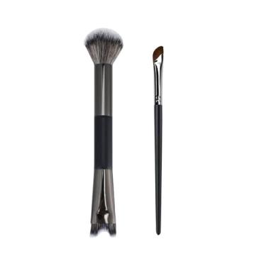 Imagem de Conjunto de pincéis de contorno de 2 peças, pincéis de contorno de nariz de ponta dupla com formato de U e fofo, além de pincéis pequenos angulares para contornos de nariz e maquiagem