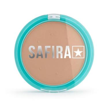 Imagem de Safira Pó Compacto Bronzeador, Cor Bege Nude, Embalagem Turquesa
