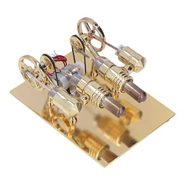 Imagem de aqxreight Motor Stirling Estrutura Compacta Textura de Ponta Acabamento Fino Modelo de Motor de Equilíbrio para Presentes Auxiliares de Ensino o Principal Amplia Intuitivamente a Lata de Corrida