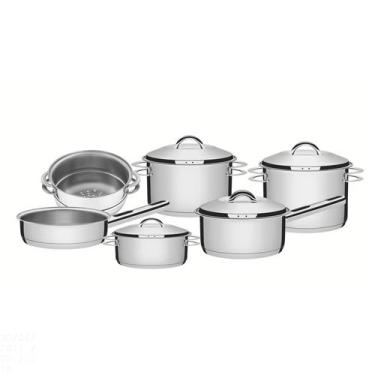 Imagem de Jogo de Panelas Tramontina Solar em Aço Inox Fundo Triplo 6 Peças, Ino