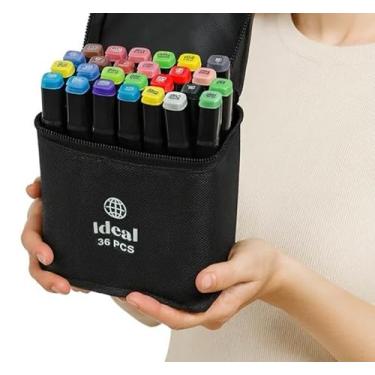 Imagem de Estojo com Canetas Hidrográficas Coloridas – Cores Vibrantes e Duráveis, Ideal para Desenho, Artes e Crianças Criativas (36)