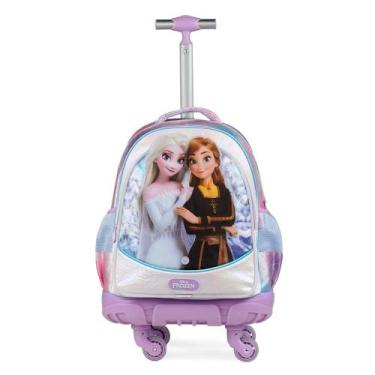 Imagem de Mochila com 4 Rodinhas Infantil Feminina Frozen Azul Claro - Disney, U