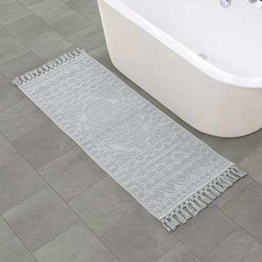 Imagem de French Connection Conjunto de tapetes de banheiro cinza claro, tapetes antiderrapantes de tecido e contas, 43 cm x 71 cm e 51 cm x 96 cm