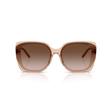 Imagem de Vogue Eyewear Óculos de sol feminino VO5684SD quadrado, marrom claro transparente/marrom escuro gradiente, 65 mm