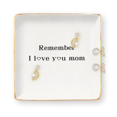 Imagem de Presentes de aniversário para mãe – Presentes de aniversário para mãe da filha e filho, bandeja de joias de cerâmica, prato de joias, prato de bugiganga, Natal, dia das mães, dia dos namorados