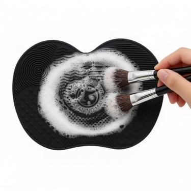 Imagem de Tapete de lavagem de silicone para pequenos acessórios almofada de limpeza multitextura com ventosas para tarefas diárias de lavagem doméstica (preto)