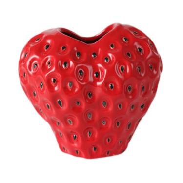 Imagem de Baoblaze Vaso de mesa em formato de morango, vaso para plantas, arranjo de flores, decorativo para mesa, de flores para prateleira de cozinha, presente, Red S