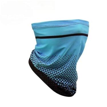 Imagem de Polaina de pescoço azul refrescante com proteção UV lenço respirável de seda gelo para esportes ao ar livre e viagens