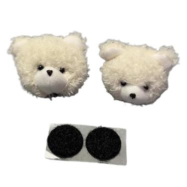 Imagem de Dynwave Conjunto de 2 enfeites para capacete, acessórios decorativos fofos para mulheres e meninas, ideais para ciclismo, motociclismo e snowboard, Branco