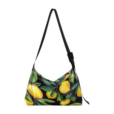 Imagem de Bolsa tiracolo tradicional Happy St Patrick's Day com alça grossa, bolsa de ombro masculina, bolsa de ombro transversal de couro, Limões e folhas amarelos - 2, One Size