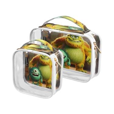 Imagem de GAIGEO Céu estrelado com borboletas cor-de-rosa, conjunto de 2 sacos de higiene pessoal transparente, bolsa de higiene pessoal para carro, Monstros - 2, one size