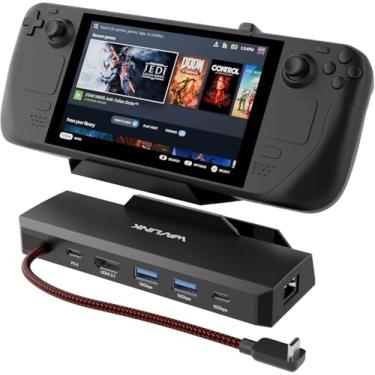 Imagem de Estação de ancoragem WAVLINK 6 em 1 para Steam Deck/ROG Ally/Legion Go com 4K @ 144Hz HDMI 2.1, 100W PD in, 3X 10G USB 3.2, Gigabit RJ45