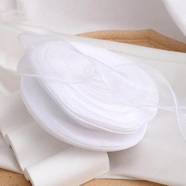 Imagem de Fita com fio, 4 cm x 40 código grande prato rabo de peixe fita fita flor assar arco decorativo tecido faixa (branca)