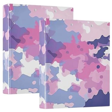 Imagem de Fichários de argola camuflados pastel, antiarranhões, 1,5 fichário espaçoso com 3 anéis com bolsos, ideal para escritório, escola, casa, pacote com 2