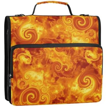 Imagem de Flames Clouds Organizador de fichário com zíper de 3,5 polegadas, 3 anéis, bolsa de fichário resistente com alça para portfólio escolar, suporte de 500 folhas, 34,5 x 31,5 x 9 cm