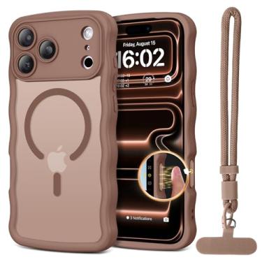 Imagem de BENTOBEN Capa magnética para iPhone 17 Pro Max, linda moldura ondulada encaracolada [compatível com Magsafe] [proteção total da câmera] Capa protetora fina fosca à prova de choque para telefone