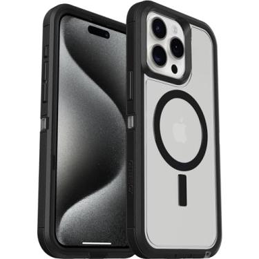 Imagem de OtterBox Capa Defender XT para iPhone 15 Pro Max com MagSafe, à prova de choque, à prova de quedas, ultraresistente, capa protetora, 5X testada para padrão militar, transparente/preta