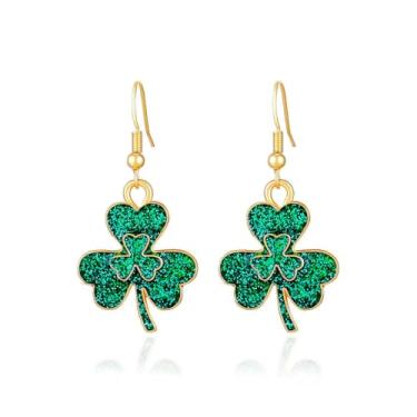 Imagem de LKingel Brincos de Dia de São Patrício para mulheres, trevo verde, trevo irlandês, trevo, boa sorte, roupas de festa irlandesa, acessórios para o dia de São Patrício, joias para presente para mulheres