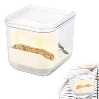 Imagem de Alimentador automático de pássaros sem bagunça, alimentadores multifuncionais de sementes de papagaio, recipiente transparente para alimentos, acessórios de gaiola de pássaros para canários