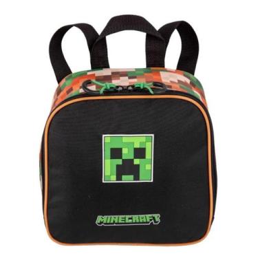 Imagem de Lancheira Térmica Minecraft Juvenil Meninos Escolar Passeio, Preto