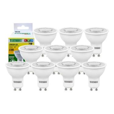 Imagem de Kit 10 Lâmpada Led Dicroica Mr16 Gu10 7w 2700k Luz Quente Bivolt - Tas
